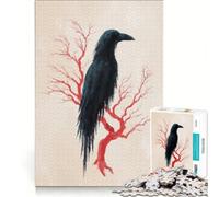 Puzzle da 1000 pezzi con corvo su albero rosso arte digitale gioco rompicapo rilassante regalo di compleanno regalo 38x52cm