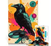 Puzzle da 1000 pezzi con corvo su disco in vinile, arte pop, ideale per adolescenti, per migliorare la memoria, per un relax informale e per esporre opere d'arte dai tagli netti (38x52cm)
