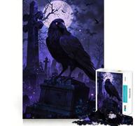 Puzzle da 1000 pezzi con corvo su lapide, ideale per ragazzi, per migliorare la memoria, per un relax informale e per esporre opere d'arte dai tagli netti (38x26cm)