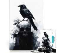 Puzzle da 1000 pezzi con corvo su teschio e rose per adulti e ragazzi, gioco di logica solido, silenzioso e divertente, taglio di precisione, Babbo Natale, scegli il tuo desiderio (50x75cm)