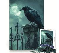 Puzzle da 1000 pezzi con corvo sul cancello del cimitero, ideale per adolescenti, per rafforzare la memoria, calmare e rilassarsi, con bordi lisci, (50x75cm)