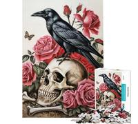 Puzzle da 1000 pezzi con corvo teschio e scheletro Difficile e stimolante con analisi e logica Gioco educativo adatto a partire dai 14 anni (38x52cm)