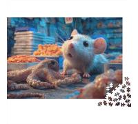 Puzzle da 1000 pezzi con criceto al mercato del pesce, gioco educativo per adulti, decorazione per la casa, sfida di alta difficoltà, ideale per compleanni maschili e femminili, 38x26 cm/1000 pezzi.