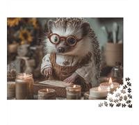 Puzzle da 1000 pezzi con criceto che scrive alla scrivania. Gioco educativo per adulti dai 12 anni in su, decorazione per la casa, sfida di alta difficoltà, Dimensioni: 70x50 cm.