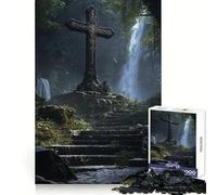 Puzzle da 1000 pezzi con croce di pietra nella foresta per adulti, gioco di logica, per il tempo libero a casa, taglio preciso, regalo affettuoso 50x75cm