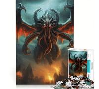 Puzzle da 1000 pezzi con Cthulhu che vola sopra la città, gioco rompicapo, rilassante e stimolante per l'intelletto, regalo di compleanno, regalo 50x75cm