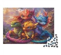 Puzzle da 1000 pezzi con cuccioli di drago colorati, creature fantastiche e infuocate, per adulti dai 12 anni in su. Gioco educativo, bellissima decorazione, ideale come di compleanno. 38x26cm