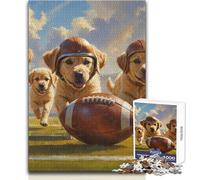 Puzzle da 1000 pezzi con cuccioli di Golden Retriever, giocattoli da football della vecchia scuola, giochi educativi, analisi e logica, regali di Babbo Natale segreto, dimensioni 38x52cm
