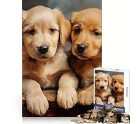 Puzzle da 1000 pezzi con cuccioli di Labrador gialli per adulti Puzzle che stimola la memoria, per un'attività rilassante Taglio di qualità Regalo memorabile (50x75cm)