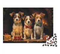 Puzzle da 1000 pezzi con cuccioli di Natale, tre cani con Natale, gioco educativo per adulti, bellissima decorazione, difficile e stimolante, per compleanno di uomini e donne, 38x26cm