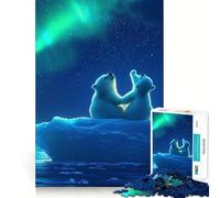 Puzzle da 1000 pezzi con cuccioli di orso polare sotto l'aurora boreale, ideale per ragazzi Gioco di logica e rilassamento, con bordi di qualità Regalo di Natale (38x26cm)