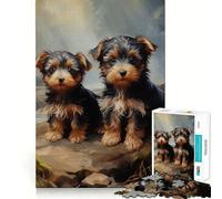 Puzzle da 1000 pezzi con cuccioli di Yorkshire Terrier per adulti,gioco di concentrazione mentale,taglio di precisione,attività creativa per rafforzare il legame con i propri cari (38x26cm)