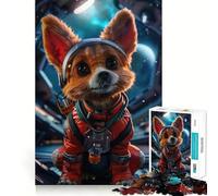 Puzzle da 1000 pezzi con cucciolo astronauta in tuta spaziale per adolescenti, gioco di logica, passatempo rilassante, taglio preciso, 38x26cm