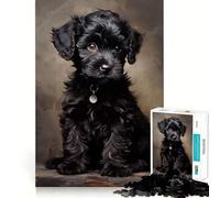 Puzzle da 1000 pezzi con cucciolo di barboncino nero,gioco di precisione,divertente attività per stimolare la mente,per rilassarsi,regalo di compleanno 38x26cm