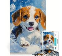 Puzzle da 1000 pezzi con cucciolo di beagle dipinto ad olio,bordi perfetti,gioco intelligente,sfida,divertimento,gioco lento,regalo di compleanno (50x75cm)