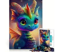 Puzzle da 1000 pezzi con cucciolo di drago,colorato,pulito e adatto,decorazione per la casa,gioco di abilità mentale,momento di relax,decorazione natalizia da parete (38x26cm)