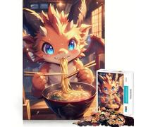Puzzle da 1000 pezzi con cucciolo di drago e ramen giapponese,incastro preciso,gioco di logica,stimolante e rilassante,regalo di Natale (38x52cm)