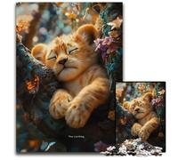 Puzzle da 1000 pezzi con cucciolo di leone addormentato, puzzle in cartone fai da te, decorazione, sfida per il cervello, per adulti, famiglia, regalo di festa 26X38CM