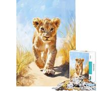 Puzzle da 1000 pezzi con cucciolo di leone che cammina attività divertenti da fare in casa decorazione per la casa giochi educativi adatti a persone dai 14 anni in su 50x75cm