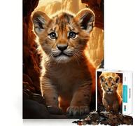 Puzzle da 1000 pezzi con cucciolo di leone,taglio liscio,gioco di logica,regalo,momento di relax,opera d'arte natalizia (38x26cm)