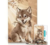 Puzzle da 1000 pezzi con cucciolo di lupo,taglio liscio,gioco di logica,regalo,momento di relax,opera d'arte natalizia (38x26cm)