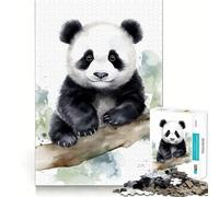 Puzzle da 1000 pezzi con cucciolo di panda ad acquerello,taglio senza soluzione di continuità,gioco creativo,giocattolo,gioco casual,Natale,tempo libero,arte (50x75cm)