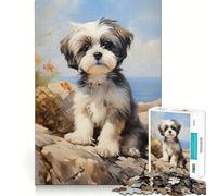 Puzzle da 1000 pezzi con cucciolo di Shih Tzu per adolescenti, gioco per l'esercizio mentale, relax, design, assemblaggio, lista dei desideri di Babbo Natale 38x26cm