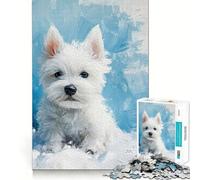 Puzzle da 1000 pezzi con cucciolo di West Highland White Terrier da dipingere,gioco creativo per sviluppare le capacità di abilità,incastro,nessun pezzo si stacca,attività per rafforzare il legame