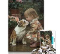 Puzzle da 1000 pezzi con cucciolo e ragazza, puzzle da 1000 pezzi per adulti, regali, giocattoli educativi per l'apprendimento, decorazioni per la casa e regali unici, 26x38cm