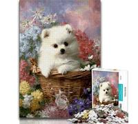 Puzzle da 1000 pezzi con cucciolo in un cesto di fiori per adolescenti 1000 pezzi giocattoli giochi educativi antistress interazione genitore-figlio (26x38cm)