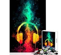 Puzzle da 1000 pezzi con cuffie colorate arte astratta decorazione per la casa giocattoli ottimo regalo giochi educativi con poster abbinato e foglio di quiz dimensioni 50x75cm