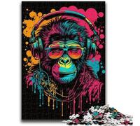 Puzzle da 1000 pezzi con cuffie e scimmietta che aiutano il cervello a esercitare i giocattoli che creano dipendenza per coltivare la pazienza, decorazione perfetta 26x38cm