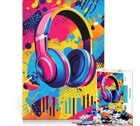 Puzzle da 1000 pezzi con cuffie su uno sfondo colorato gioco rilassante interazione genitore-figlio regalo per amici e familiari 50x75cm