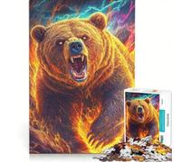 Puzzle da 1000 pezzi con curiosità sugli orsi grizzly, gioco rilassante, interazione genitore-figlio, regalo per amici e familiari 50x75cm