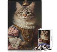 Puzzle da 1000 pezzi con decorazione medievale a forma di gatto, attività rilassante per il tempo libero, taglio di precisione, bordo liscio, giocattolo da gioco, dimensioni 38x26cm