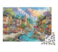 Puzzle da 1000 pezzi con decorazioni a forma di strada cinese colorata con lumache, scena di città costiera, gioco educativo per adulti, decorazione per la casa, sfida di alta difficoltà, 70x50 cm