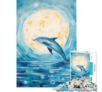 Puzzle da 1000 pezzi con delfini astratti e tema marino gioco educativo per sfide e divertimento ideale come regalo o per passare il tempo durante le vacanze (dimensioni 38x52cm)