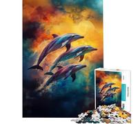 Puzzle da 1000 pezzi con delfini che saltano tra le nuvole Gioco avvincente per coltivare la pazienza educativo e antistress ideale come regalo di compleanno (dimensioni 50x75cm)