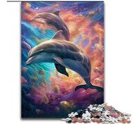 Puzzle da 1000 pezzi con delfini colorati, attività di legame familiare, feste e compleanni (dimensioni 26x38cm)