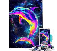 Puzzle da 1000 pezzi con delfini colorati e spazio ideale per compleanni Natale ma anche come gioco divertente e umoristico per tutta la famiglia dai 14 anni in su (38x26cm)