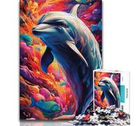 Puzzle da 1000 pezzi con delfini colorati per adulti e adolescenti ideale come regalo per tutta la famiglia adatto per bambini di età compresa tra 50 e 14 anni (50x75cm)