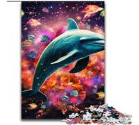 Puzzle da 1000 pezzi con delfini colorati per adulti, regalo perfetto per compleanni, feste, decorazioni per feste spaziali (dimensioni 50x75cm)