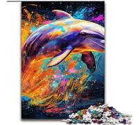 Puzzle da 1000 pezzi con delfini colorati, puzzle da 1000 pezzi per adulti, interazione familiare e sfida mentale, sfida di attività per famiglie (dimensioni 50x75cm)