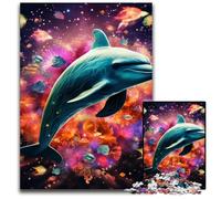 Puzzle da 1000 pezzi con delfini colorati, puzzle difficili per adulti e adolescenti, serata di giochi in famiglia, idea regalo stimolante per il cervello, 26X38CM/10,23x14,96 pollici.
