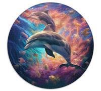 Puzzle da 1000 pezzi con delfini colorati, puzzle rotondo da 1000 pezzi per adulti, attività educativa per migliorare le abilità cognitive (67,5x67,5cm)
