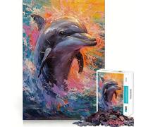 Puzzle da 1000 pezzi con delfini da dipingere, ideale per adulti, gioco cognitivo e attività di gruppo, perfetto per creare un'atmosfera magica e creare un legame speciale (50x75cm)
