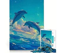 Puzzle da 1000 pezzi con delfino ad acquerello,divertente per allenare la mente,con incastri precisi e senza spazi vuoti,ideale per momenti di condivisione con i propri cari (38x26cm)