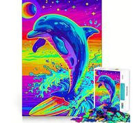 Puzzle da 1000 pezzi con delfino ad acquerello,ideale per adolescenti,gioco di memoria e apprendimento,con incastro perfetto,senza pezzi che si staccano,perfetto da portare in viaggio