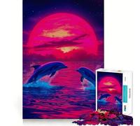 Puzzle da 1000 pezzi con delfino ad acquerello,ideale per adolescenti,gioco di memoria e apprendimento,con incastro perfetto,senza pezzi che si staccano,perfetto da portare in viaggio