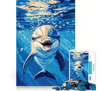 Puzzle da 1000 pezzi con delfino sorridente sott'acqua per adulti e ragazzi ideale per migliorare la memoria rilassare la mente e creare un'attività stimolante perfetta come regalo di Natale 50x75cm